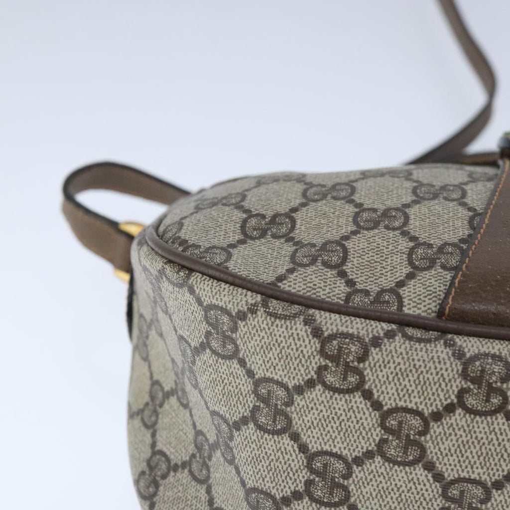 GUCCI GG Supreme Web Sherry Line Shoulder Bag PVC Leather Beige ep6616