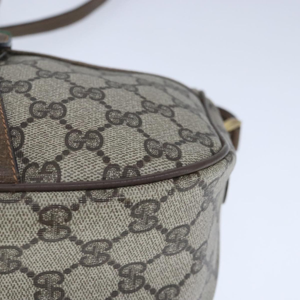 GUCCI GG Supreme Web Sherry Line Shoulder Bag PVC Leather Beige ep6616