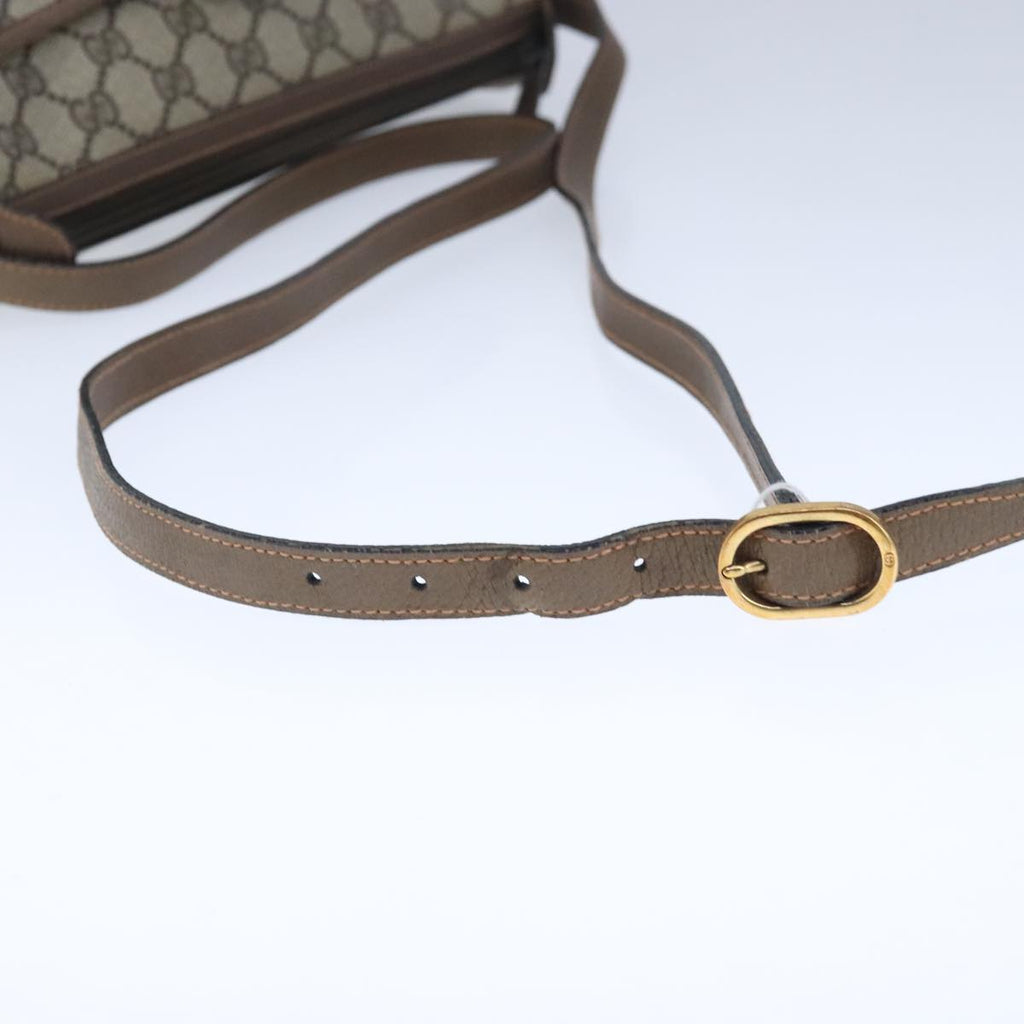 GUCCI GG Supreme Web Sherry Line Shoulder Bag PVC Leather Beige ep6616
