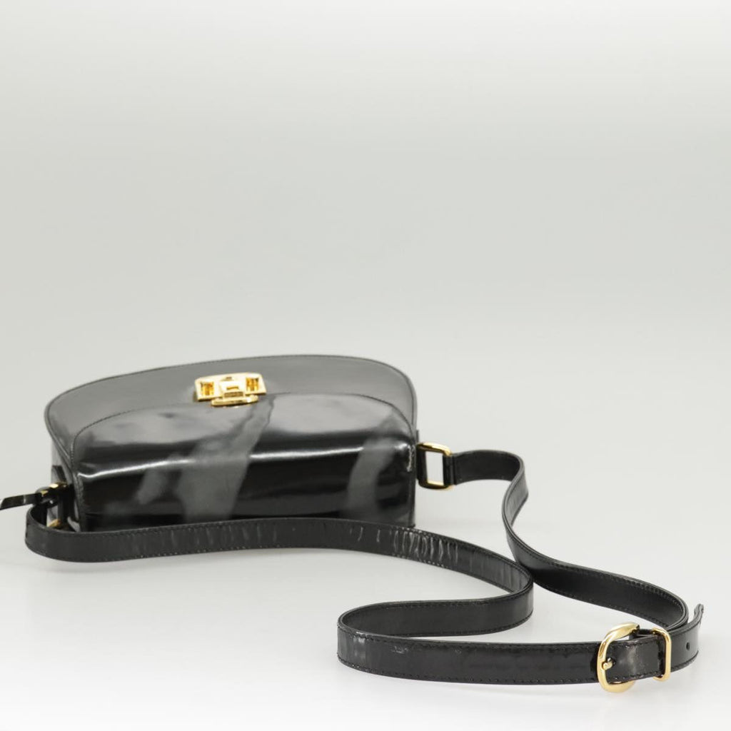 GUCCI Shoulder Bag Patent leather Black Gold ep6618