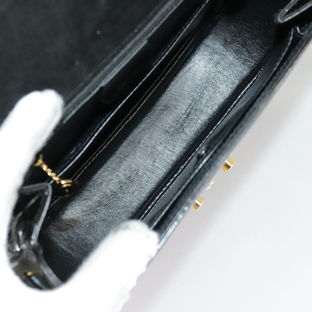 GUCCI Shoulder Bag Patent leather Black Gold ep6618
