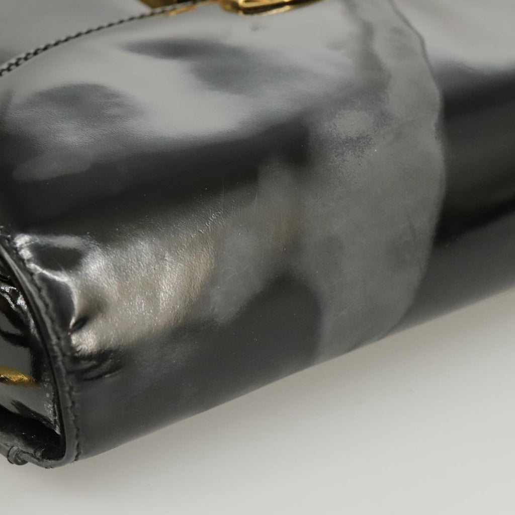 GUCCI Shoulder Bag Patent leather Black Gold ep6618