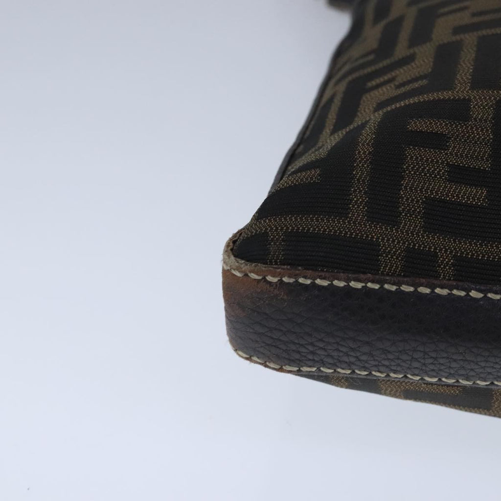 FENDI Celeria Zucca Canvas Shoulder Bag Black Brown ep6625
