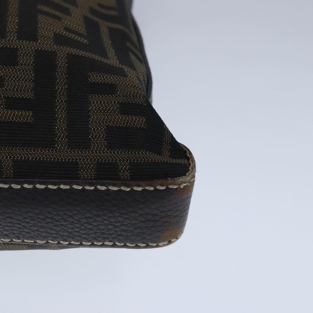 FENDI Celeria Zucca Canvas Shoulder Bag Black Brown ep6625