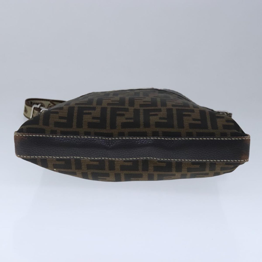 FENDI Celeria Zucca Canvas Shoulder Bag Black Brown ep6625