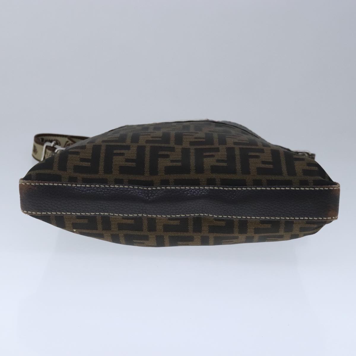 FENDI Celeria Zucca Canvas Shoulder Bag Black Brown ep6625