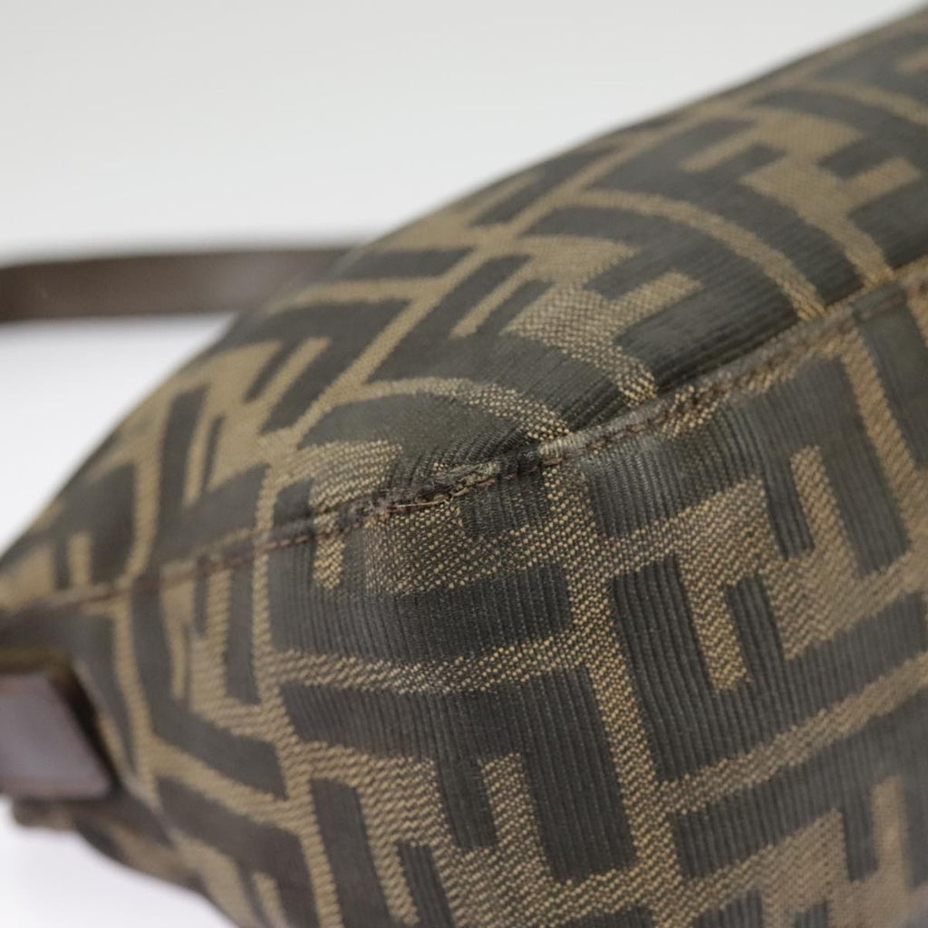 FENDI Zucca Canvas Mamma Baguette Shoulder Bag Brown Black Silver ep6627