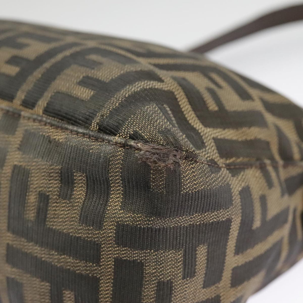 FENDI Zucca Canvas Mamma Baguette Shoulder Bag Brown Black Silver ep6627