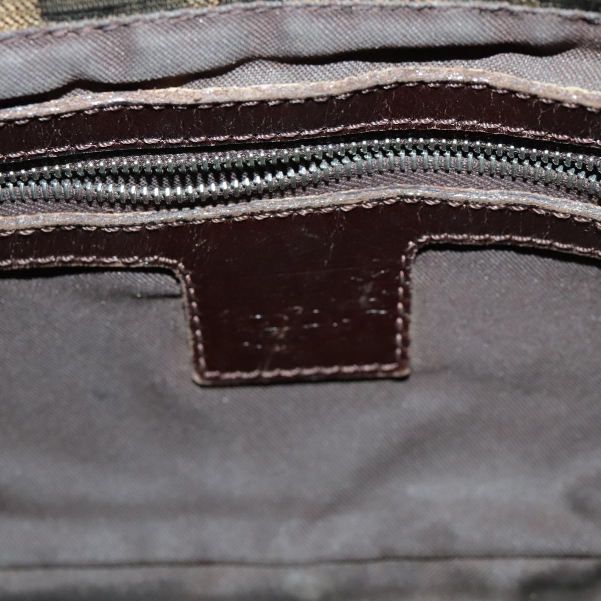 FENDI Zucca Canvas Mamma Baguette Shoulder Bag Brown Black Silver ep6627