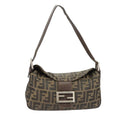 FENDI Zucca Canvas Mamma Baguette Shoulder Bag Brown Black Silver ep6627