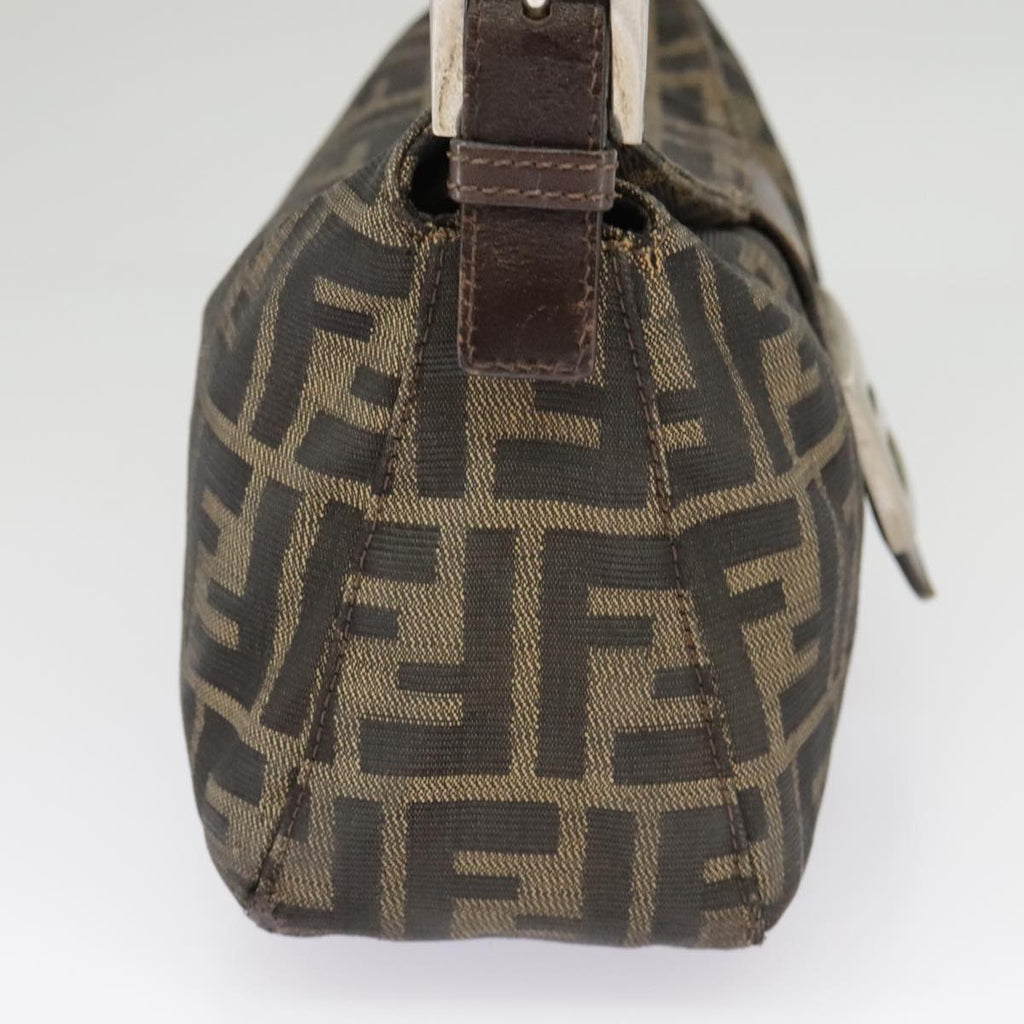 FENDI Zucca Canvas Mamma Baguette Shoulder Bag Brown Black Silver ep6627