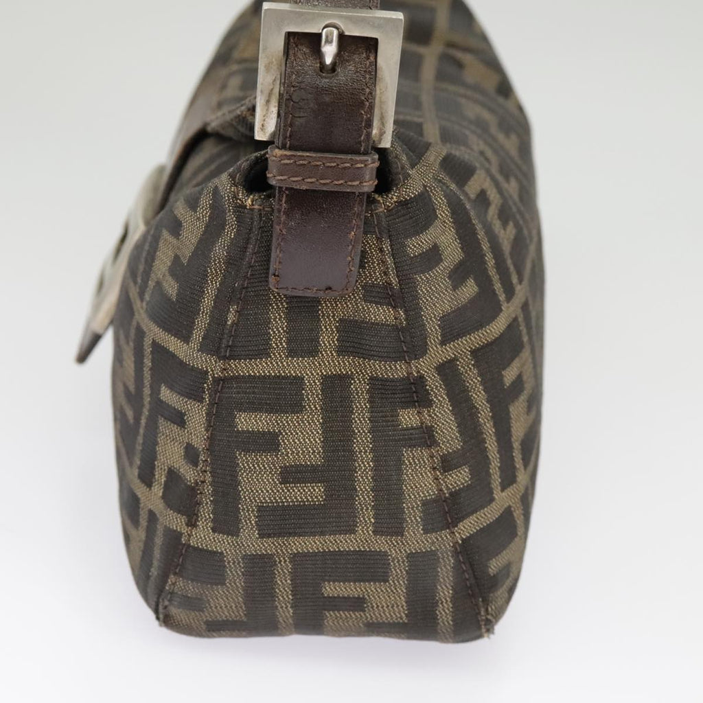 FENDI Zucca Canvas Mamma Baguette Shoulder Bag Brown Black Silver ep6627