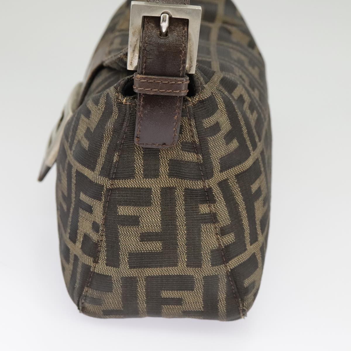 FENDI Zucca Canvas Mamma Baguette Shoulder Bag Brown Black Silver ep6627