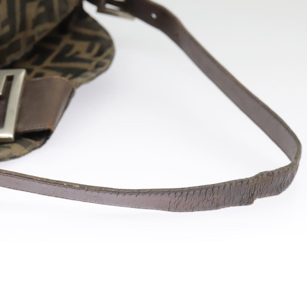 FENDI Zucca Canvas Mamma Baguette Shoulder Bag Brown Black Silver ep6627