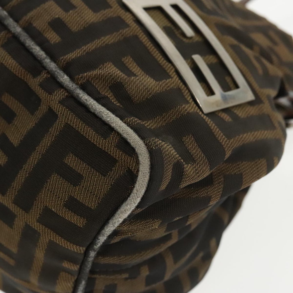 FENDI Zucca Canvas Hand Bag Brown Black Silver ep6629