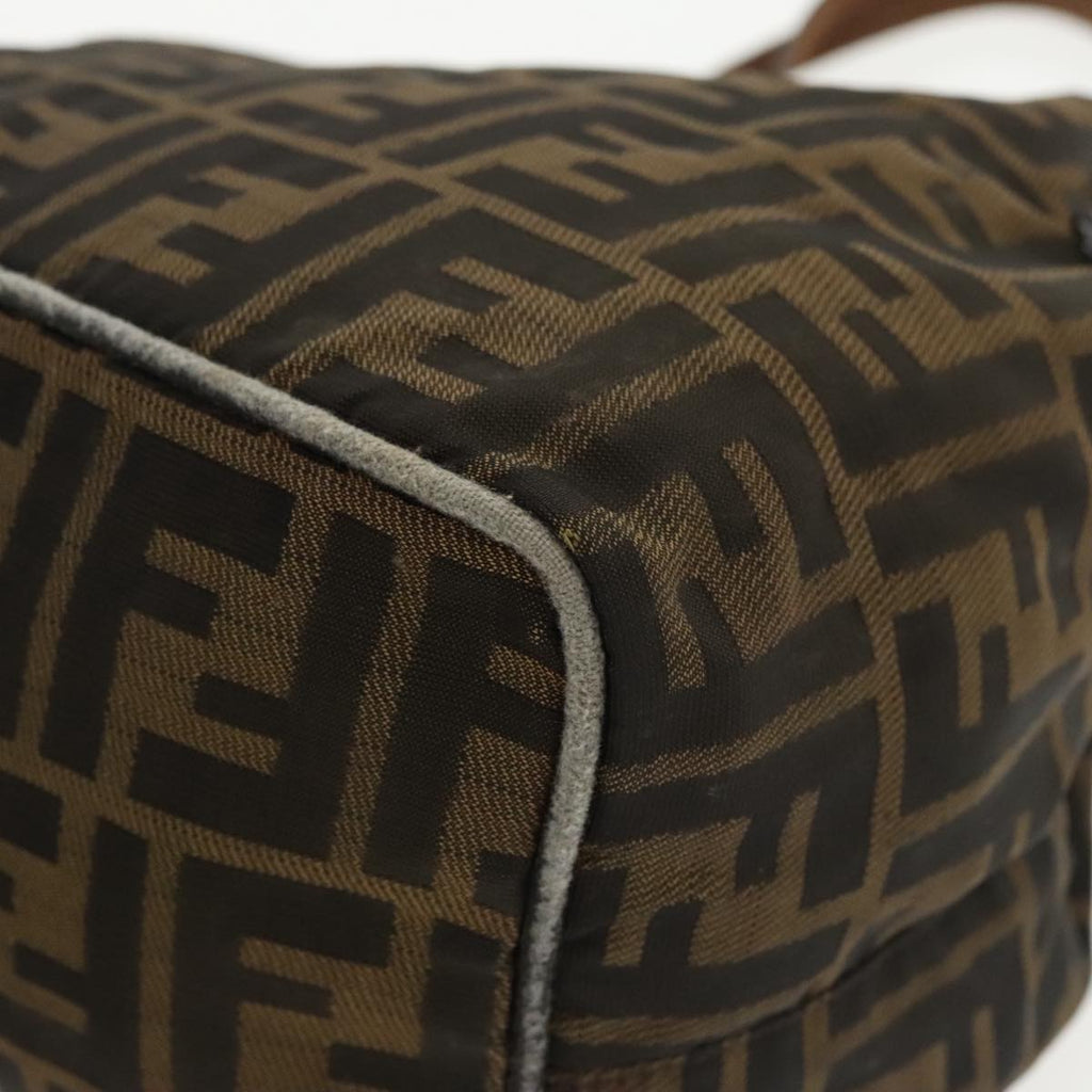 FENDI Zucca Canvas Hand Bag Brown Black Silver ep6629