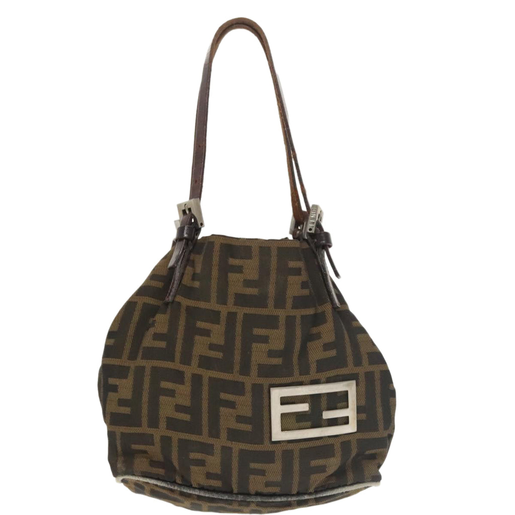 FENDI Zucca Canvas Hand Bag Brown Black Silver ep6629