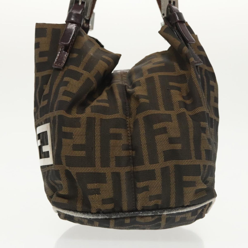 FENDI Zucca Canvas Hand Bag Brown Black Silver ep6629