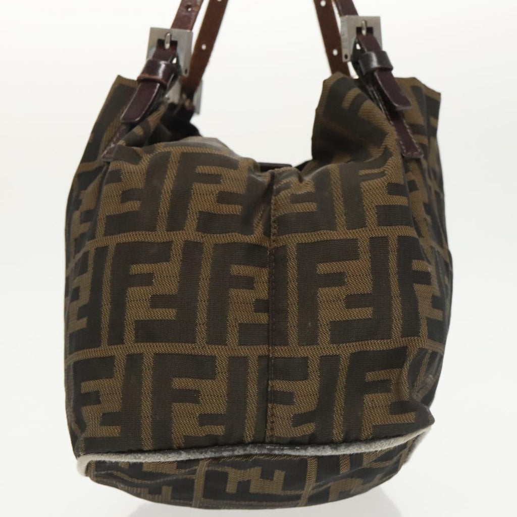 FENDI Zucca Canvas Hand Bag Brown Black Silver ep6629