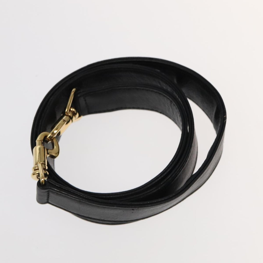 GUCCI Bamboo Hand Bag Leather 2way Black Gold 001 1577 3444 ep6643
