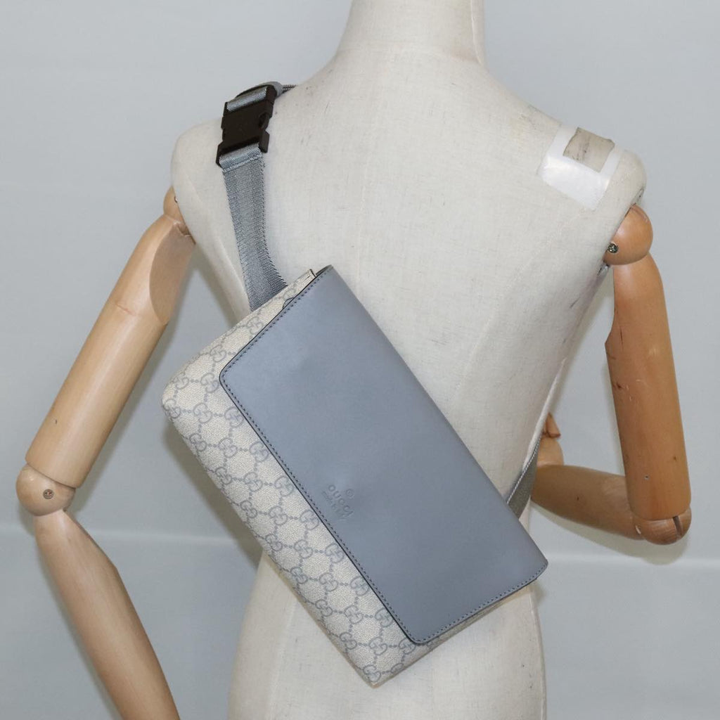 GUCCI GG Supreme Waist bag PVC White Silver 353435 ep6647