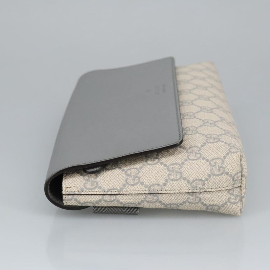 GUCCI GG Supreme Waist bag PVC White Silver 353435 ep6647