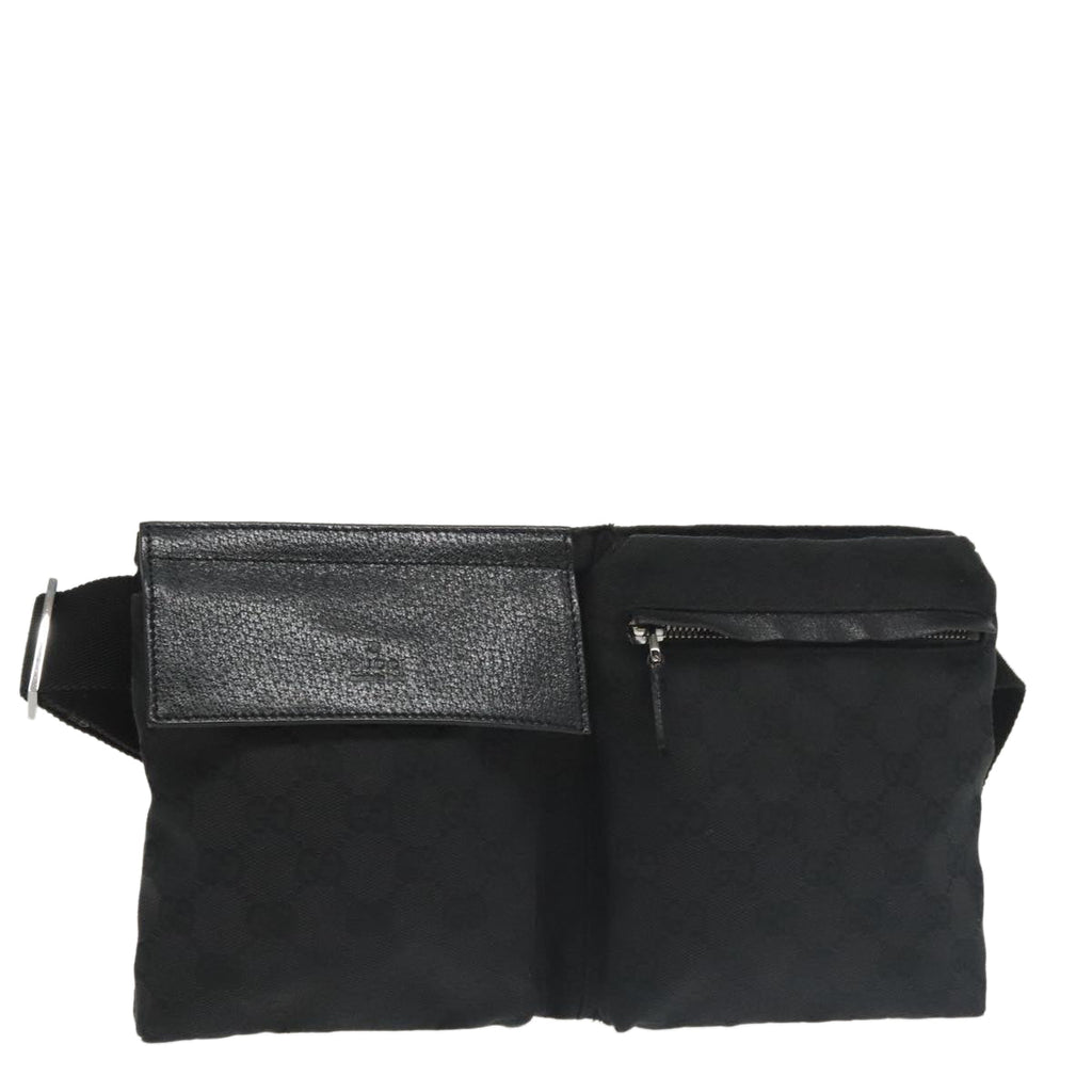 GUCCI GG Canvas Waist bag Black Silver 28566 ep6648