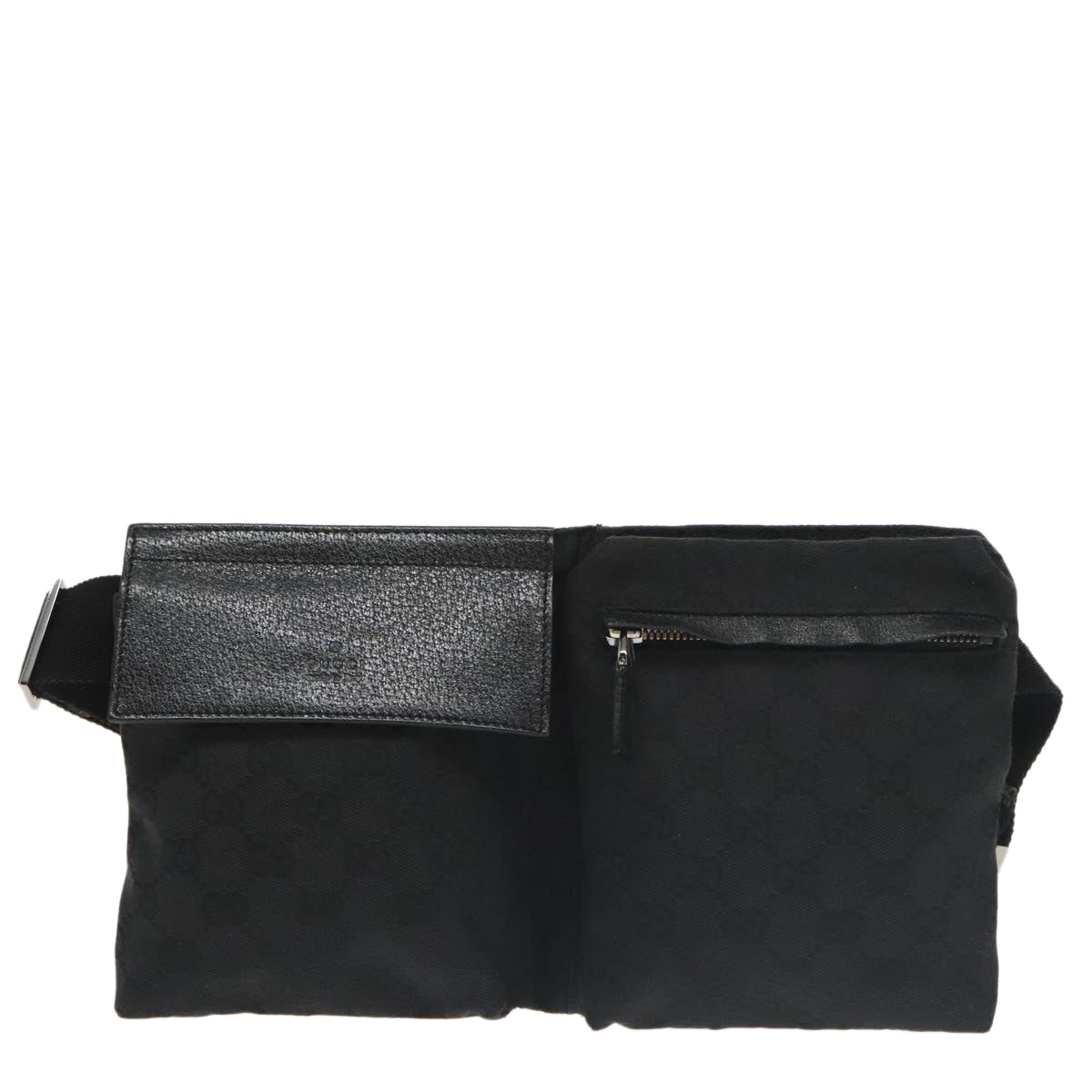 GUCCI GG Canvas Waist bag Black Silver 28566 ep6648