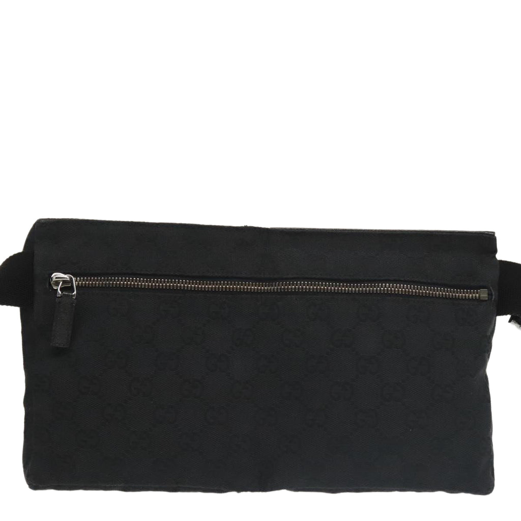 GUCCI GG Canvas Waist bag Black Silver 28566 ep6648