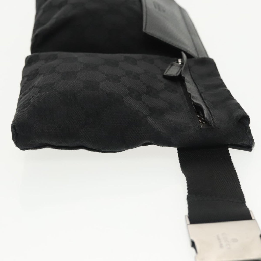GUCCI GG Canvas Waist bag Black Silver 28566 ep6648