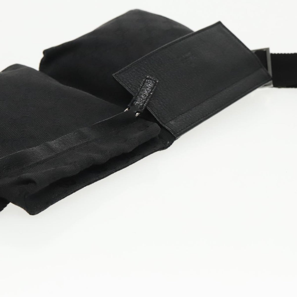 GUCCI GG Canvas Waist bag Black Silver 28566 ep6648