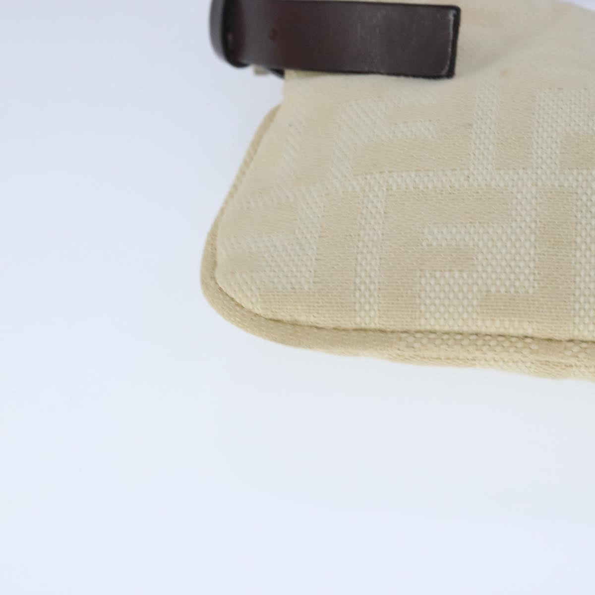 FENDI Zucca Canvas Shoulder Bag Beige Silver ep6651