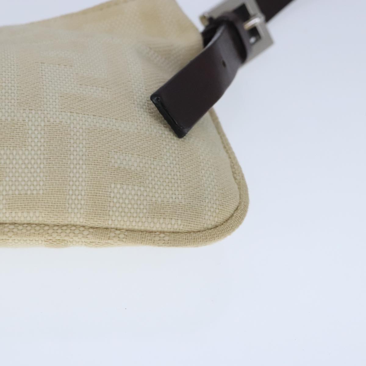 FENDI Zucca Canvas Shoulder Bag Beige Silver ep6651