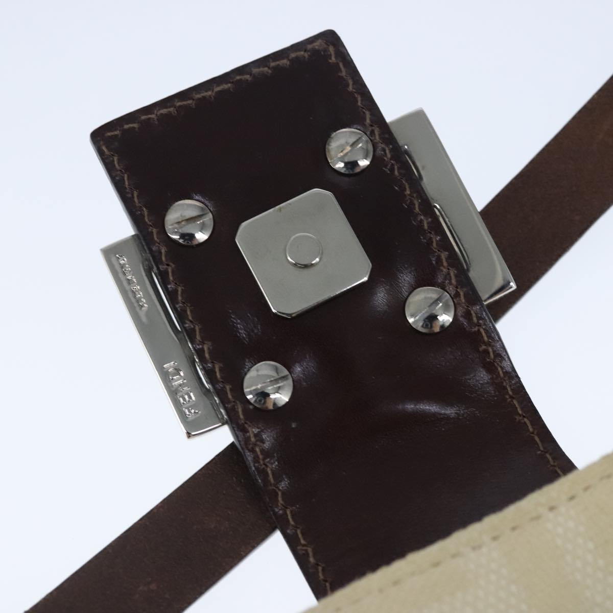 FENDI Zucca Canvas Shoulder Bag Beige Silver ep6651