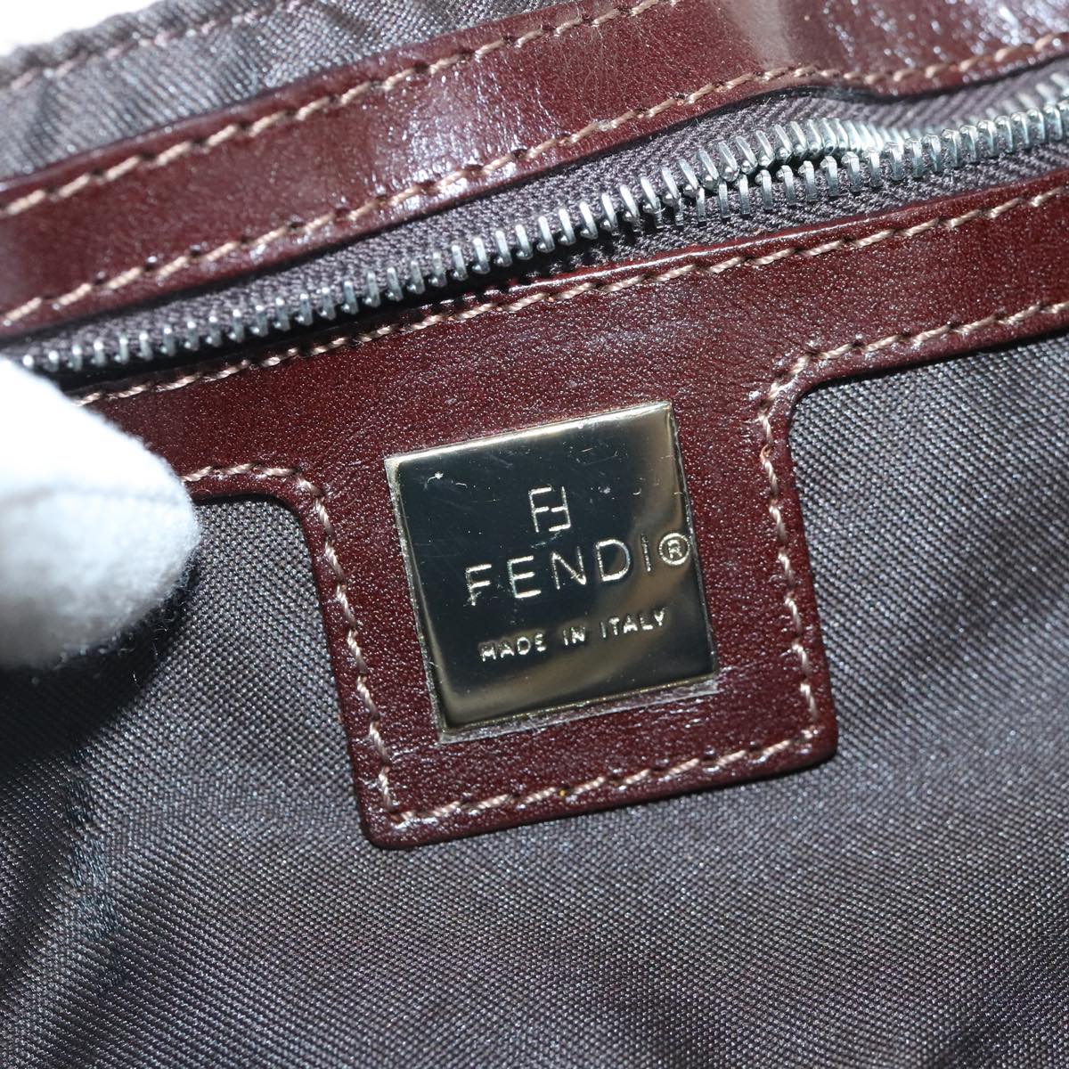 FENDI Zucca Canvas Shoulder Bag Beige Silver ep6651