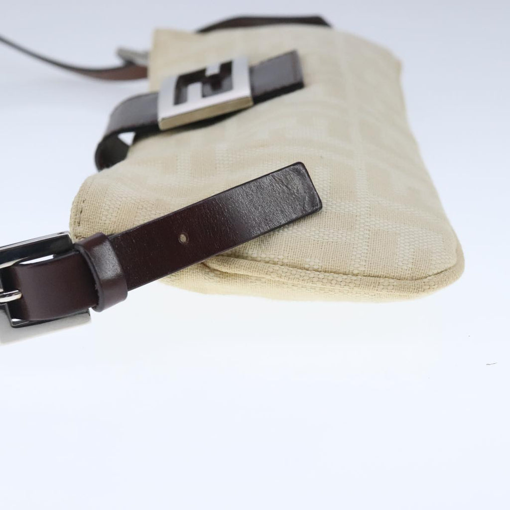 FENDI Zucca Canvas Shoulder Bag Beige Silver ep6651