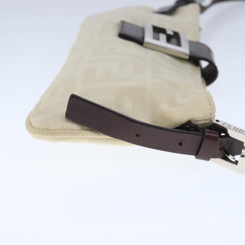 FENDI Zucca Canvas Shoulder Bag Beige Silver ep6651