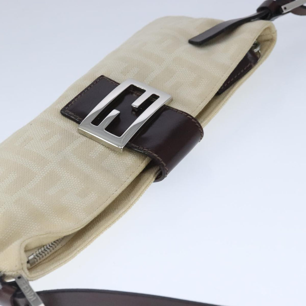 FENDI Zucca Canvas Shoulder Bag Beige Silver ep6651
