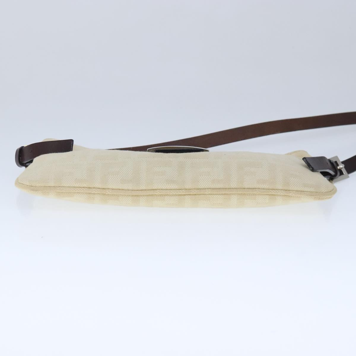 FENDI Zucca Canvas Shoulder Bag Beige Silver ep6651