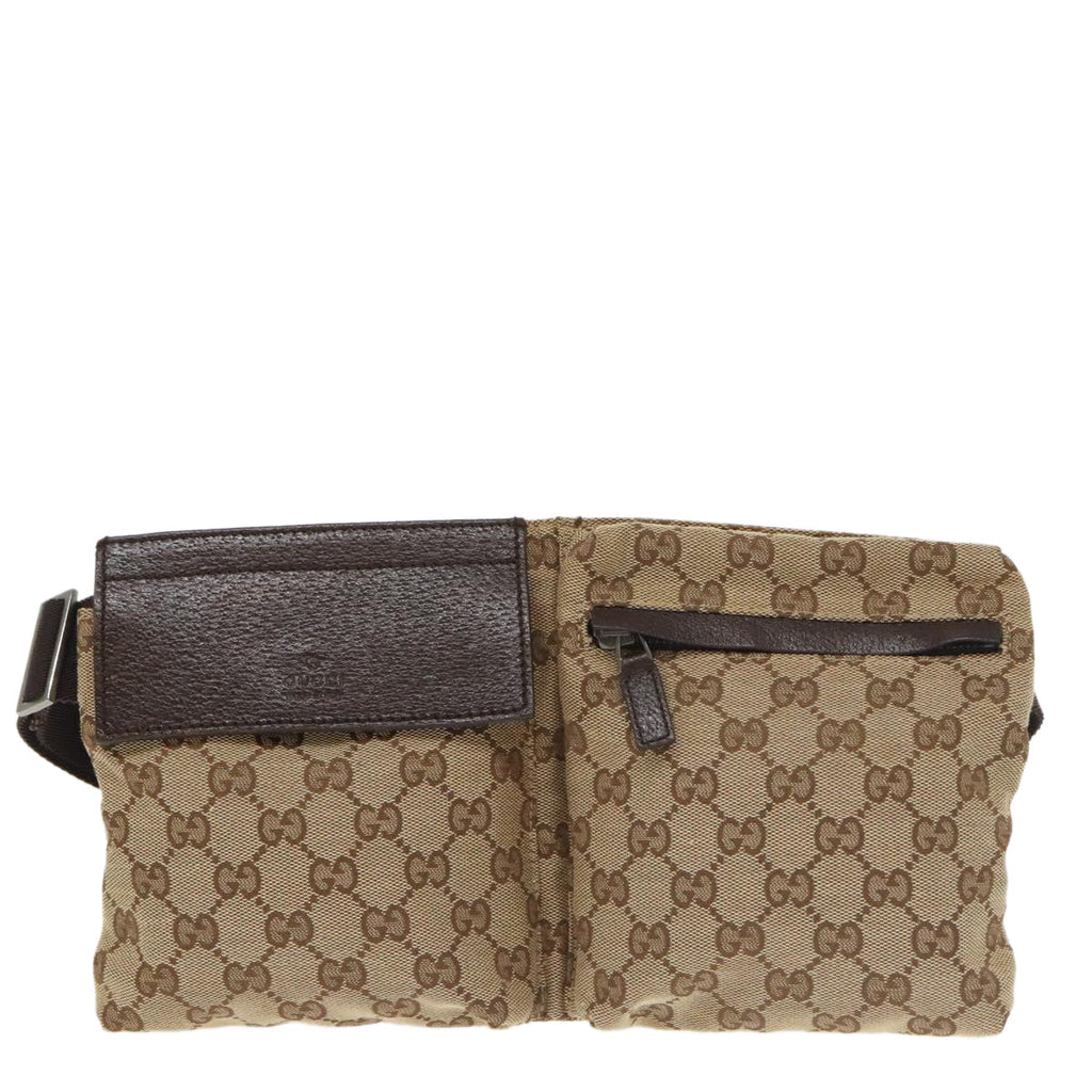 GUCCI GG Canvas Waist bag Beige Silver 28566 ep6652
