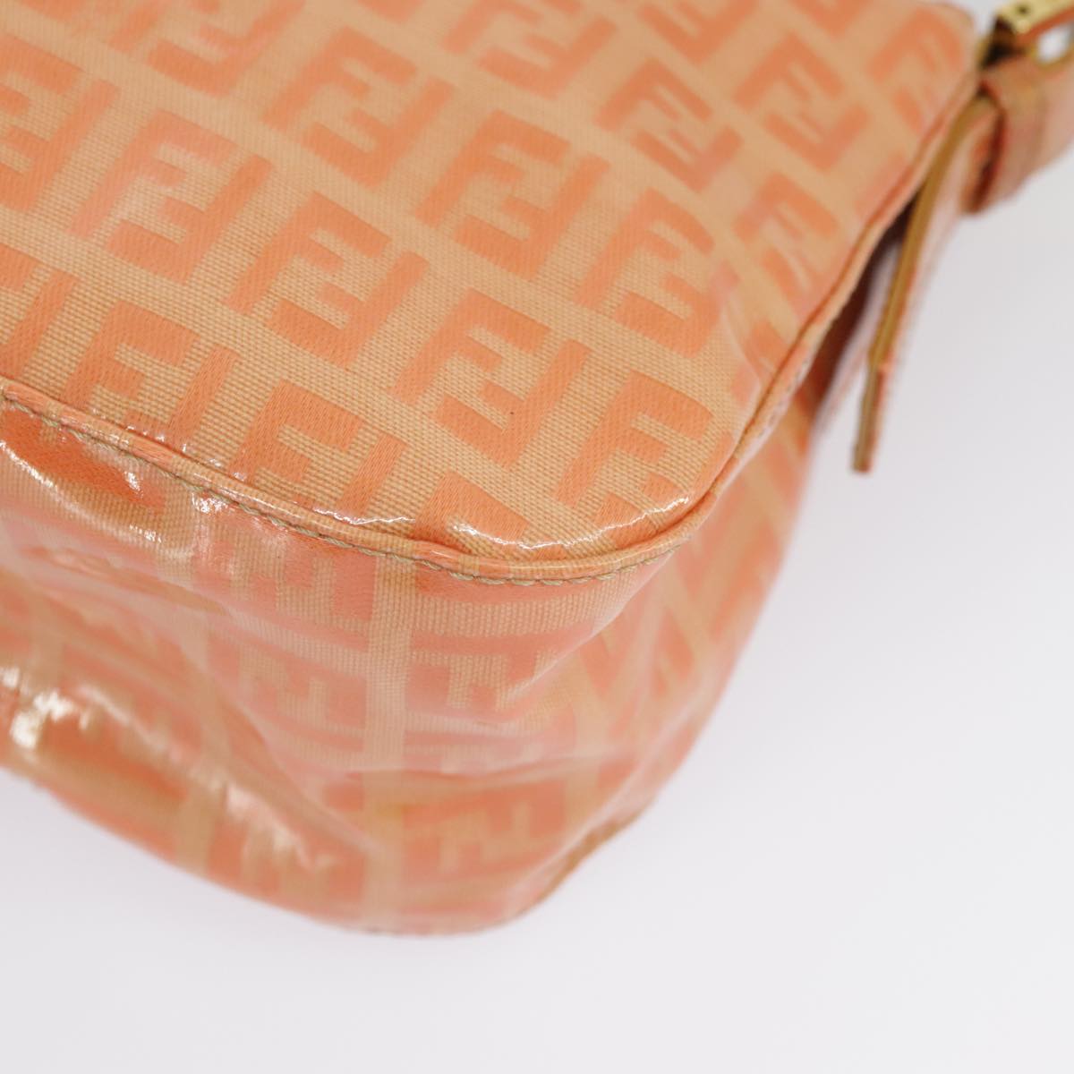 FENDI Zucchino Canvas Mamma Baguette Shoulder Bag Enamel Gold Orange ep6654