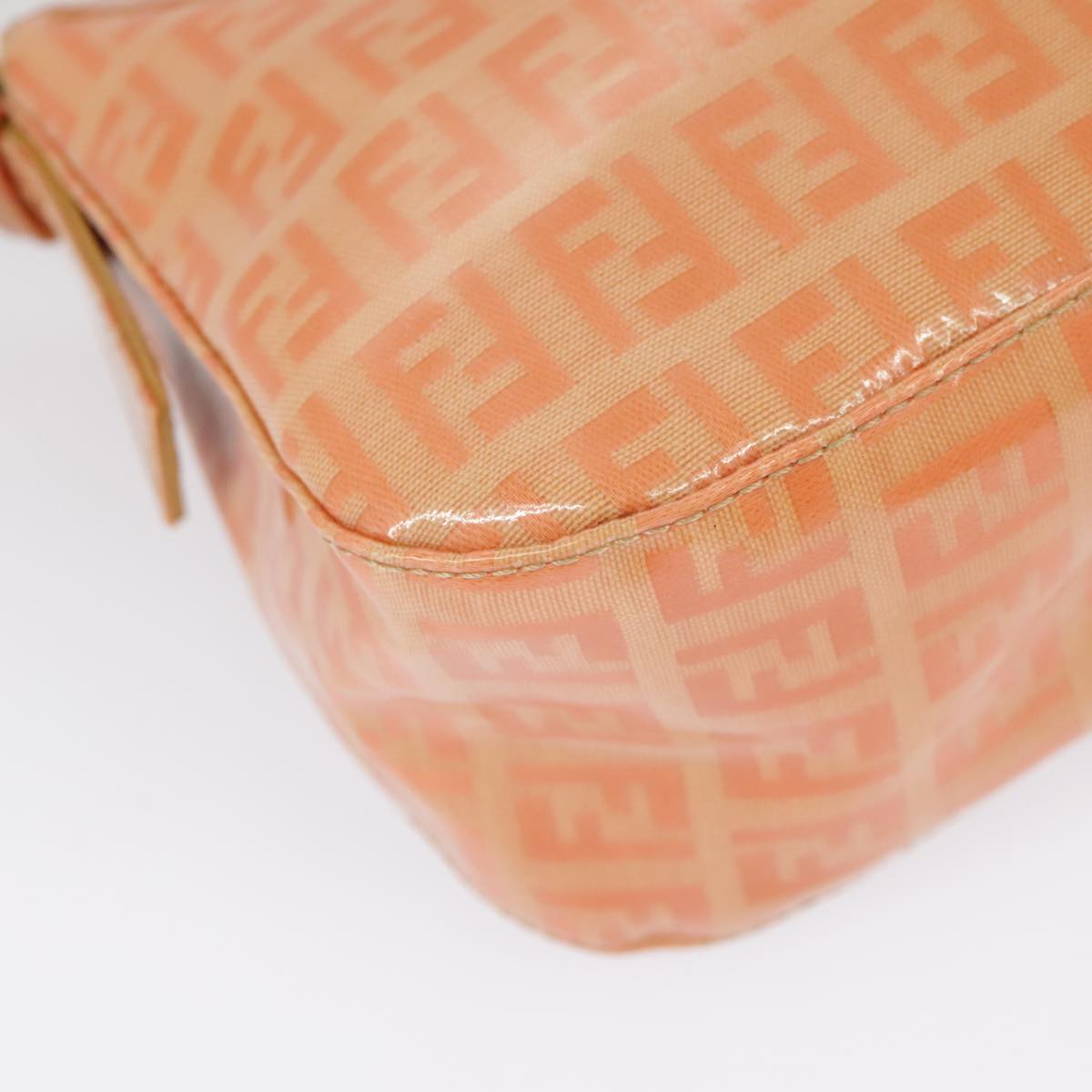 FENDI Zucchino Canvas Mamma Baguette Shoulder Bag Enamel Gold Orange ep6654
