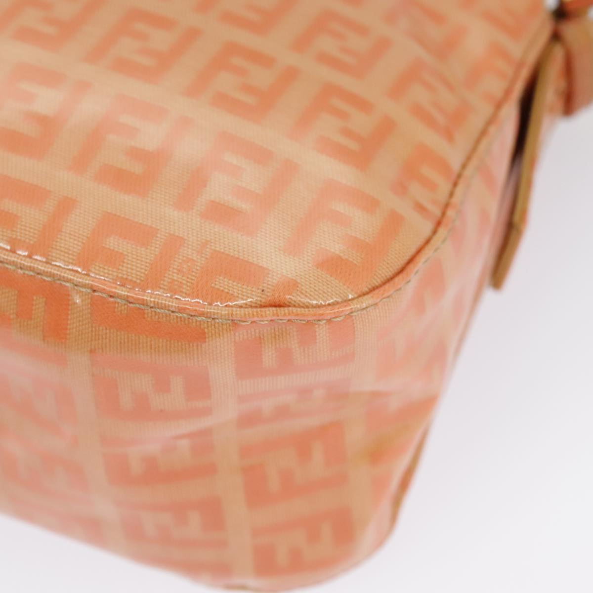 FENDI Zucchino Canvas Mamma Baguette Shoulder Bag Enamel Gold Orange ep6654
