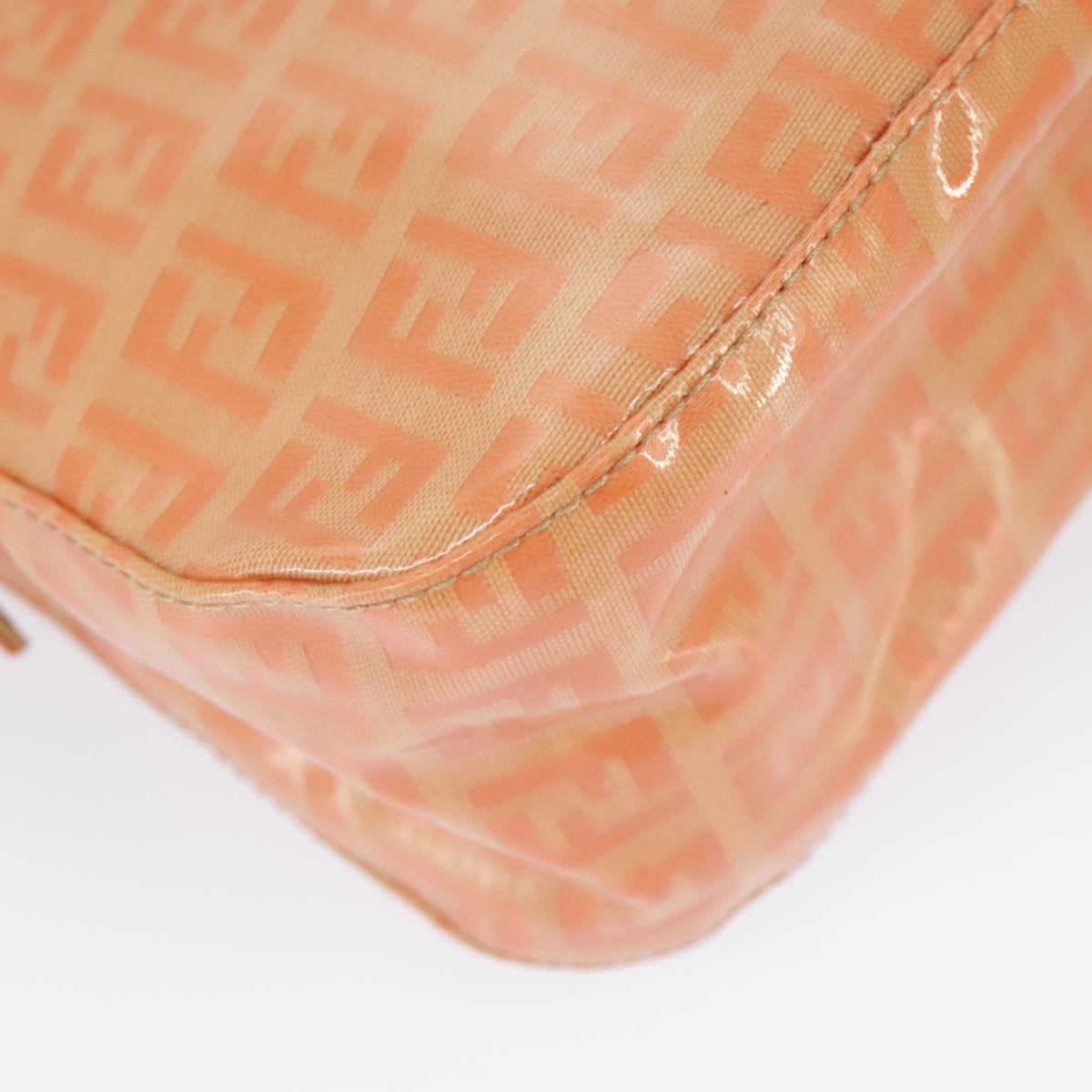 FENDI Zucchino Canvas Mamma Baguette Shoulder Bag Enamel Gold Orange ep6654