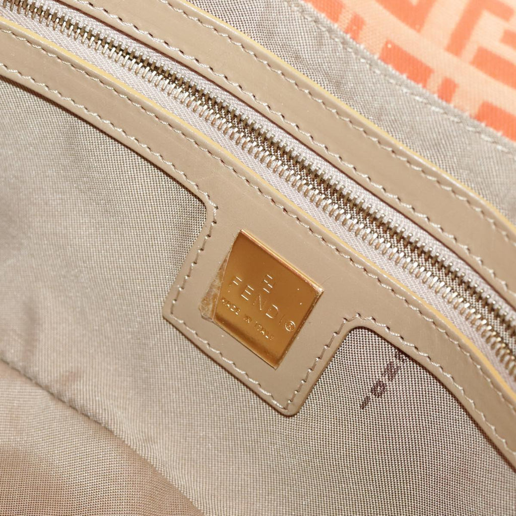 FENDI Zucchino Canvas Mamma Baguette Shoulder Bag Enamel Gold Orange ep6654