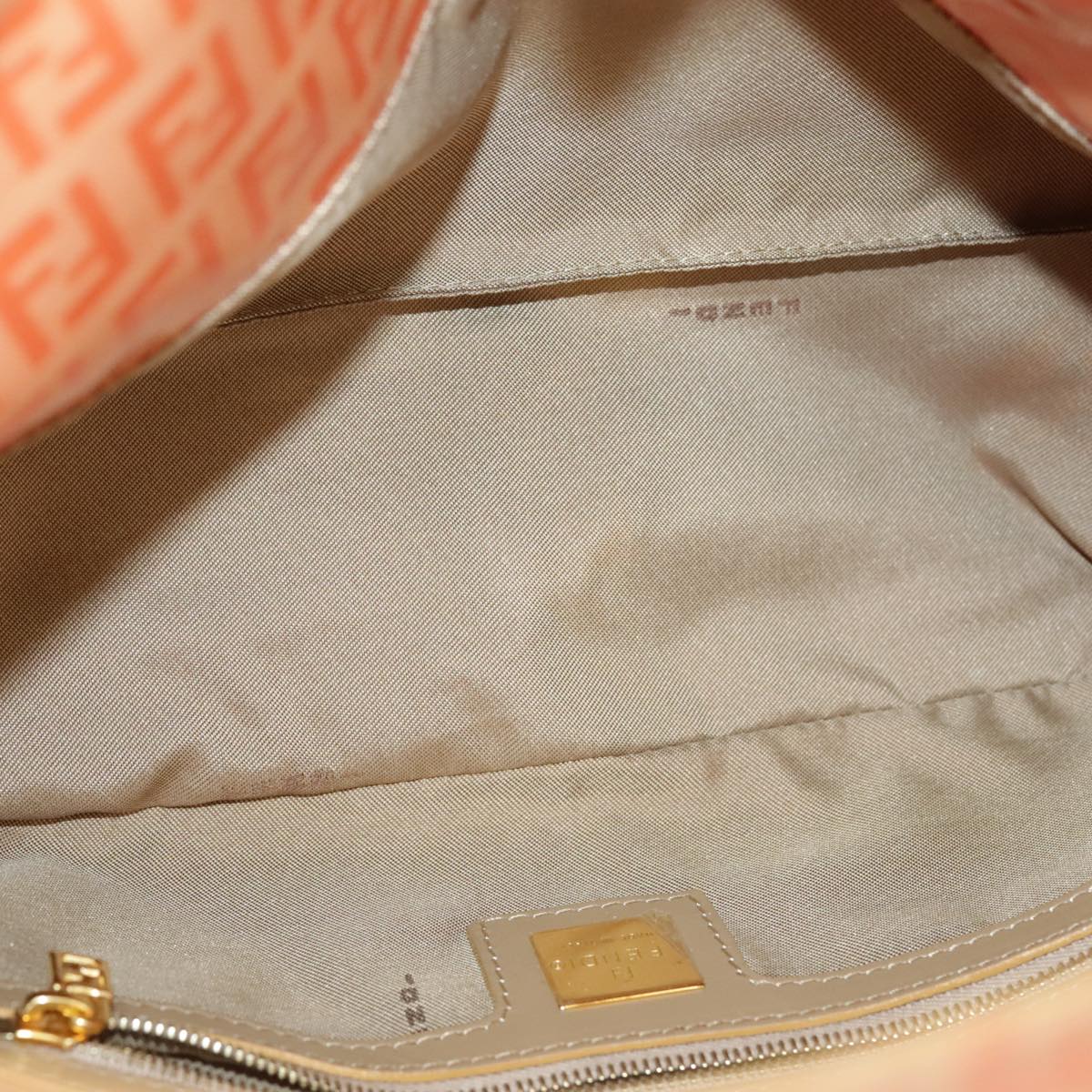 FENDI Zucchino Canvas Mamma Baguette Shoulder Bag Enamel Gold Orange ep6654