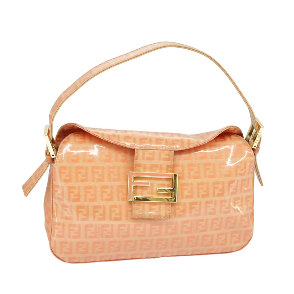 FENDI Zucchino Canvas Mamma Baguette Shoulder Bag Enamel Gold Orange ep6654