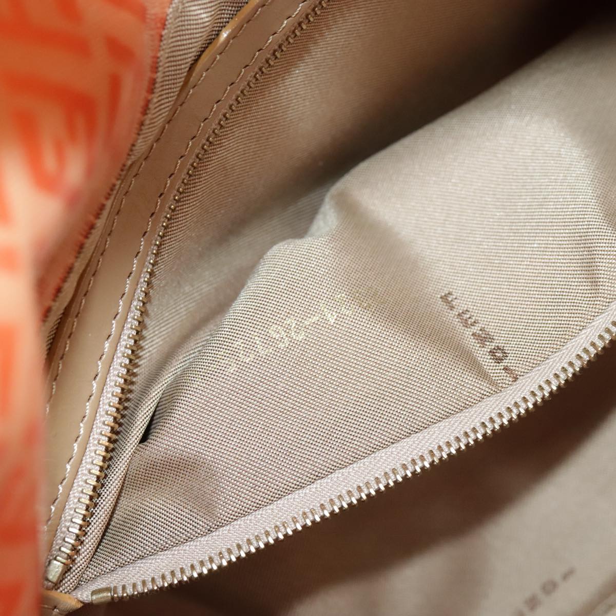 FENDI Zucchino Canvas Mamma Baguette Shoulder Bag Enamel Gold Orange ep6654