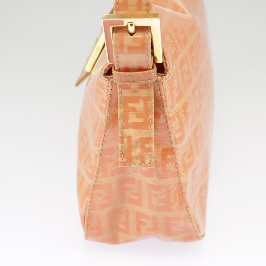 FENDI Zucchino Canvas Mamma Baguette Shoulder Bag Enamel Gold Orange ep6654