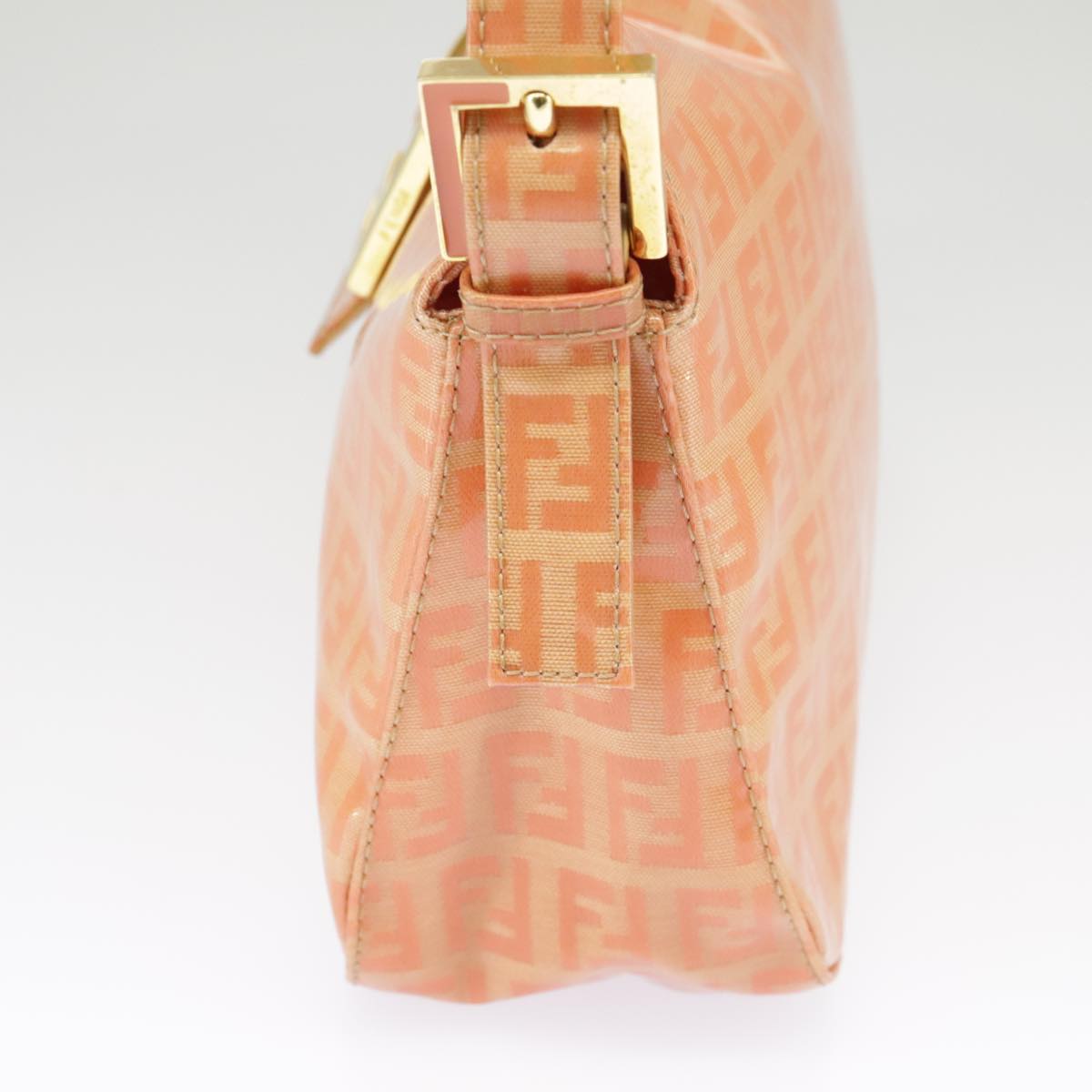 FENDI Zucchino Canvas Mamma Baguette Shoulder Bag Enamel Gold Orange ep6654